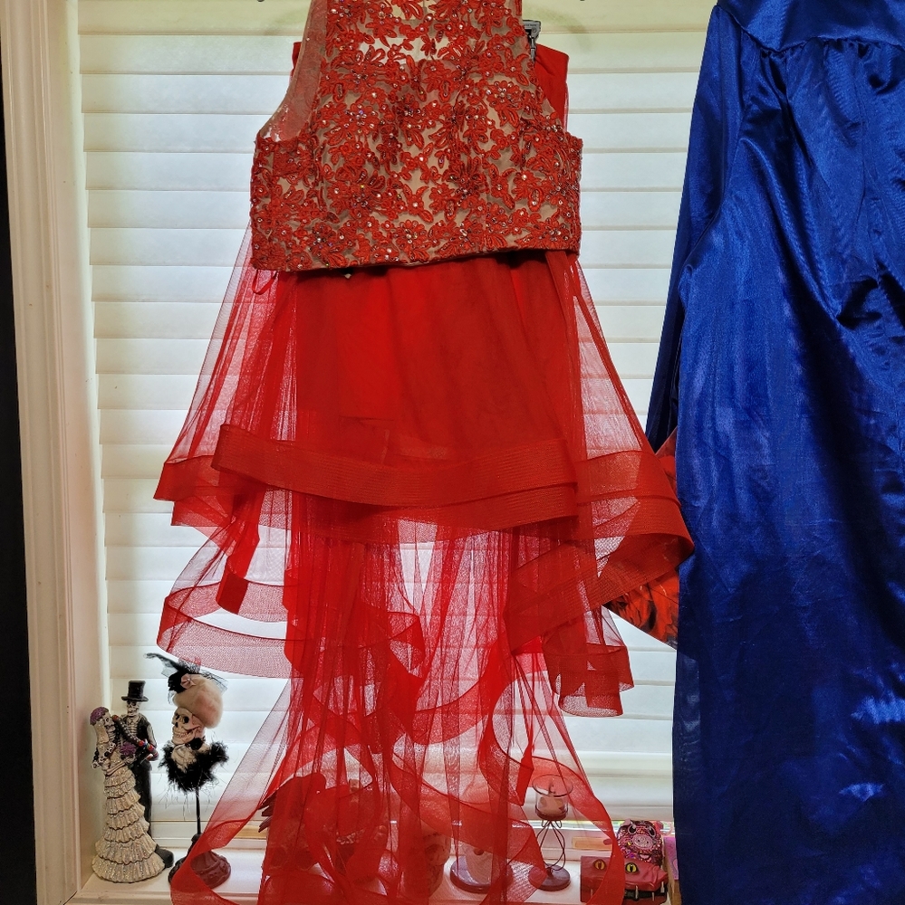 Red Two Piece Prom Dress